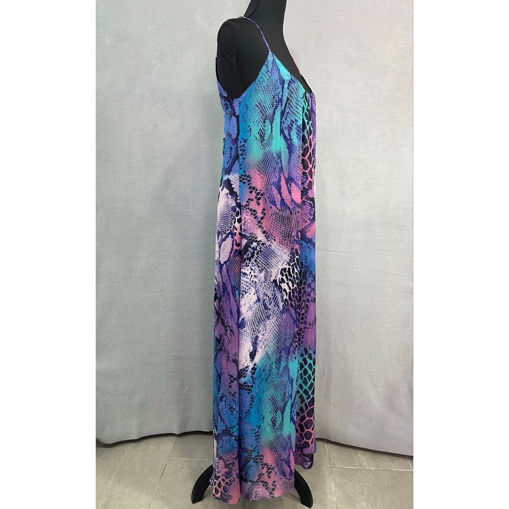 Show Me Your Mumu Snake Print Maxi Dress Multicolor Teal Purple Pink Size Medium - Picture 3 of 11